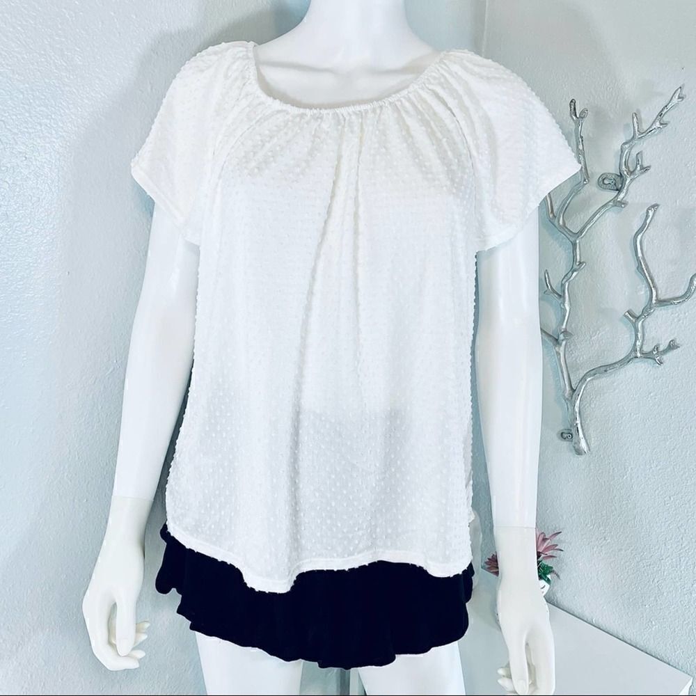 W5 White Swiss Dot Blouse Small